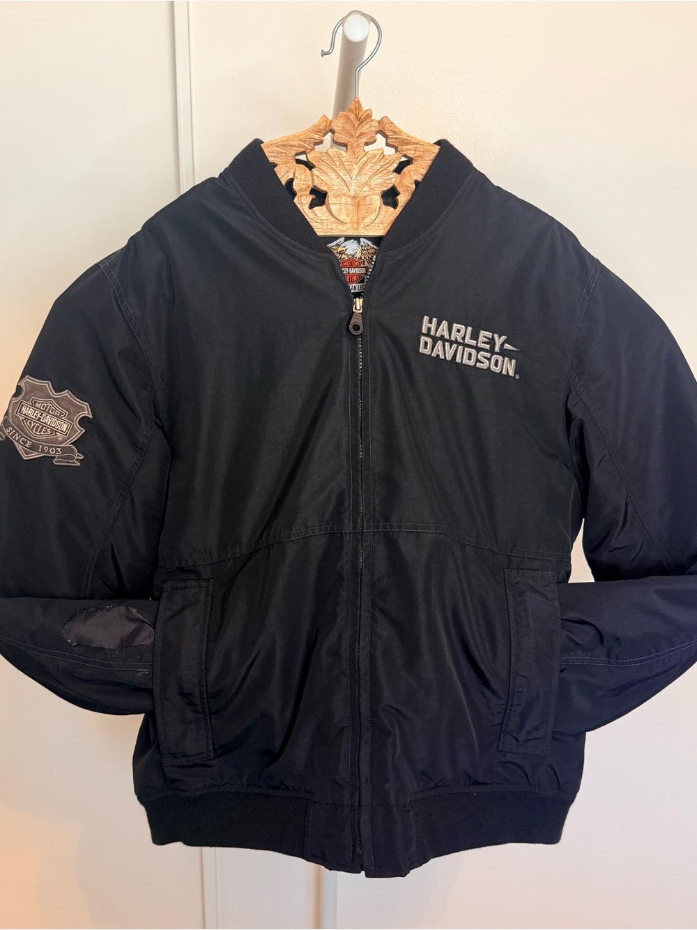 Vintage 2007 Harley-Davidson Embroidered Eagle Nylon Bomber Jacket